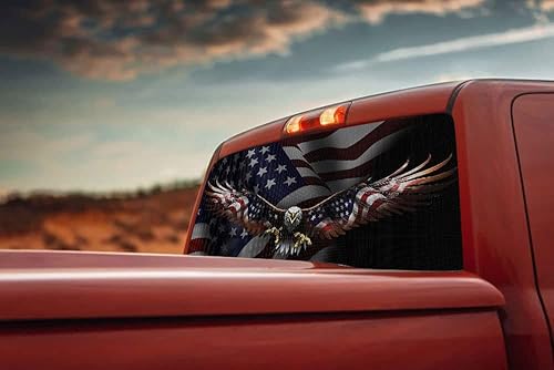Miniatura 4 de Calcomanías para ventana trasera, bandera patriótica de águila, calcomanías y gráficos para ventana trasera de camiones, calcomanías de vinilo