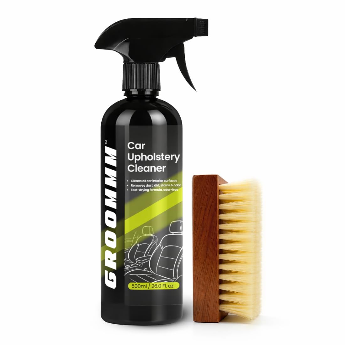 Groommm Car Interior Cleaner (500ml) with Microfiber Cloth | Upholstery Cleaner | Easy to use & Eco Friendly Car Seat Cleaner | Fabricare Sofa Cleaner | Suitable for Leather, Vinyl, Plastic, Fabric-image-25