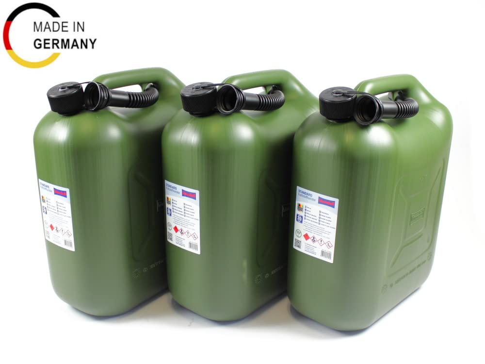 3er Set Benzinkanister 20L Kraftstoff Kanister UN-Zulassung Diesel Benzin E85 Sprit inklusive Ausgießer