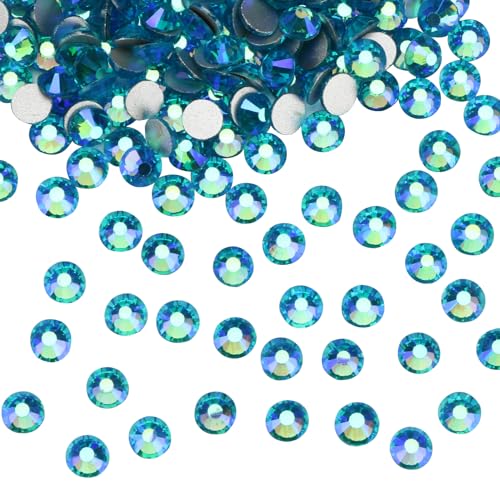 Image of Jollin Glue Fix Crystal Flatback Rhinestones Glass Diamantes Gems for Nail Art Crafts Decorations Clothes Shoes(ss4 2880pcs, Aquamarine AB)