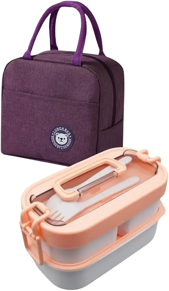 Kit Marmita Lancheira Fitness 1l Hermética com Alça Com Bolsa Térmica - Para Academia/Trabalho/Faculdade (rosa)
