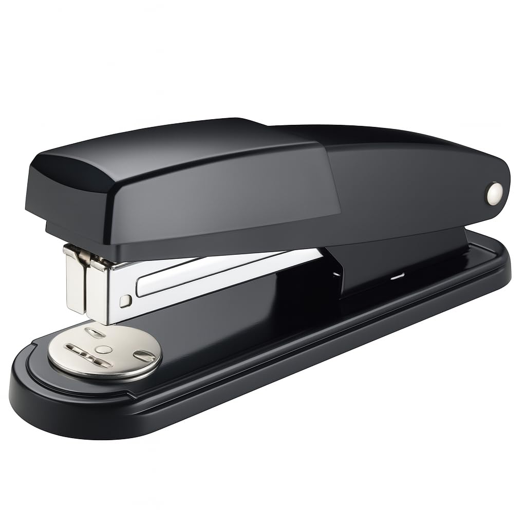 Fitto Metal Half-Strip Staples 24/6, 26/6 - Heavy Duty, Black Office Stapler for 20-25 Sheets - Durable Desktop Stapler for Home, School, and Office Use - Easy Loading, Anti-Jam Mechanism
