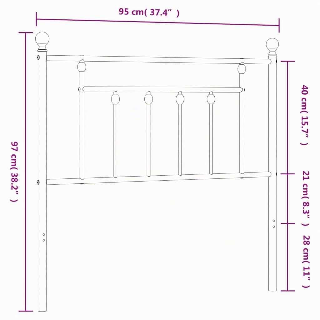 vidaXL Cabecero de Repuesto de Metal Blanco 90 cm, cabecero de Cama, cabecero para Cama Individual, cabecera, cabecero de Metal, cabecero Blanco, Cabezal