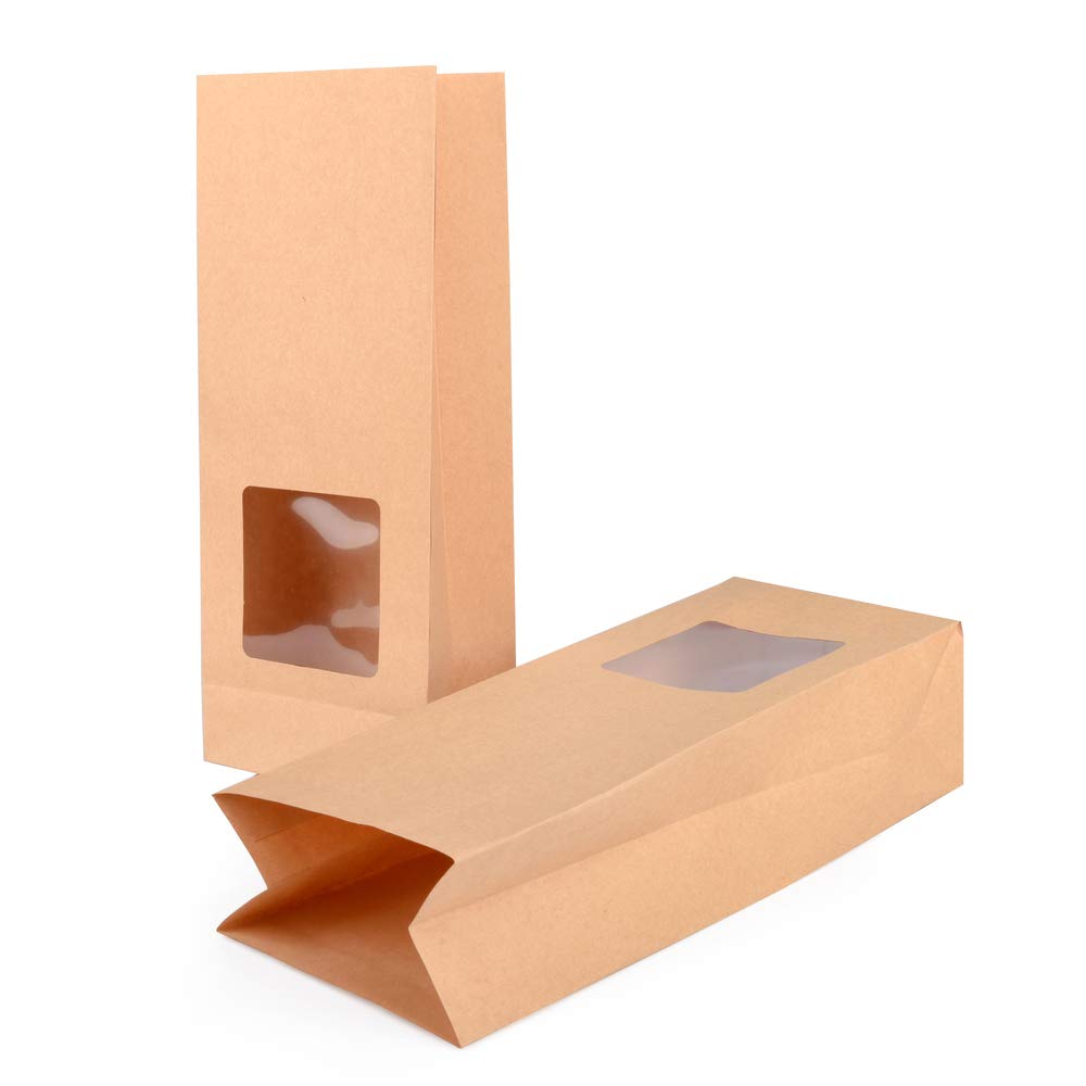 50 Stück Kraftpapiertüten Mit Sichtfenster – 22x32 Cm, Wiederverschließbar & Fettresistent Für Kekse, Nüsse, Kaffee & Snacks