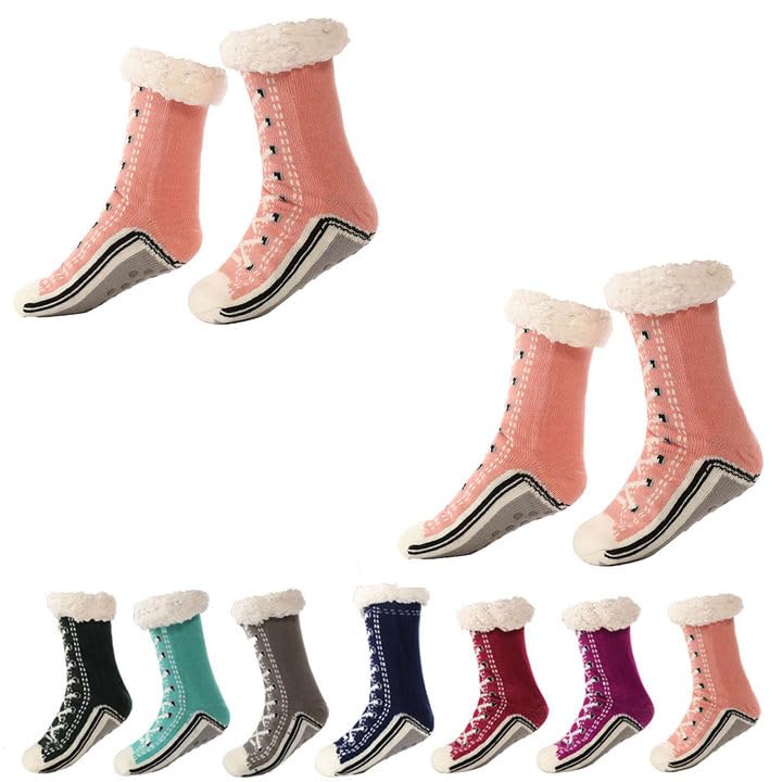 Zureto Cashmere Slipper Socks, Ultra-thick Cashmere Slipper Home Socks, Cashmere Slipper Socks With Non Slip Slipper Socks