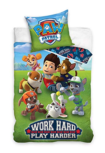 Paw Patrol Juego De Cama De Work Hard 100% Algodón Funda Nórdica...
