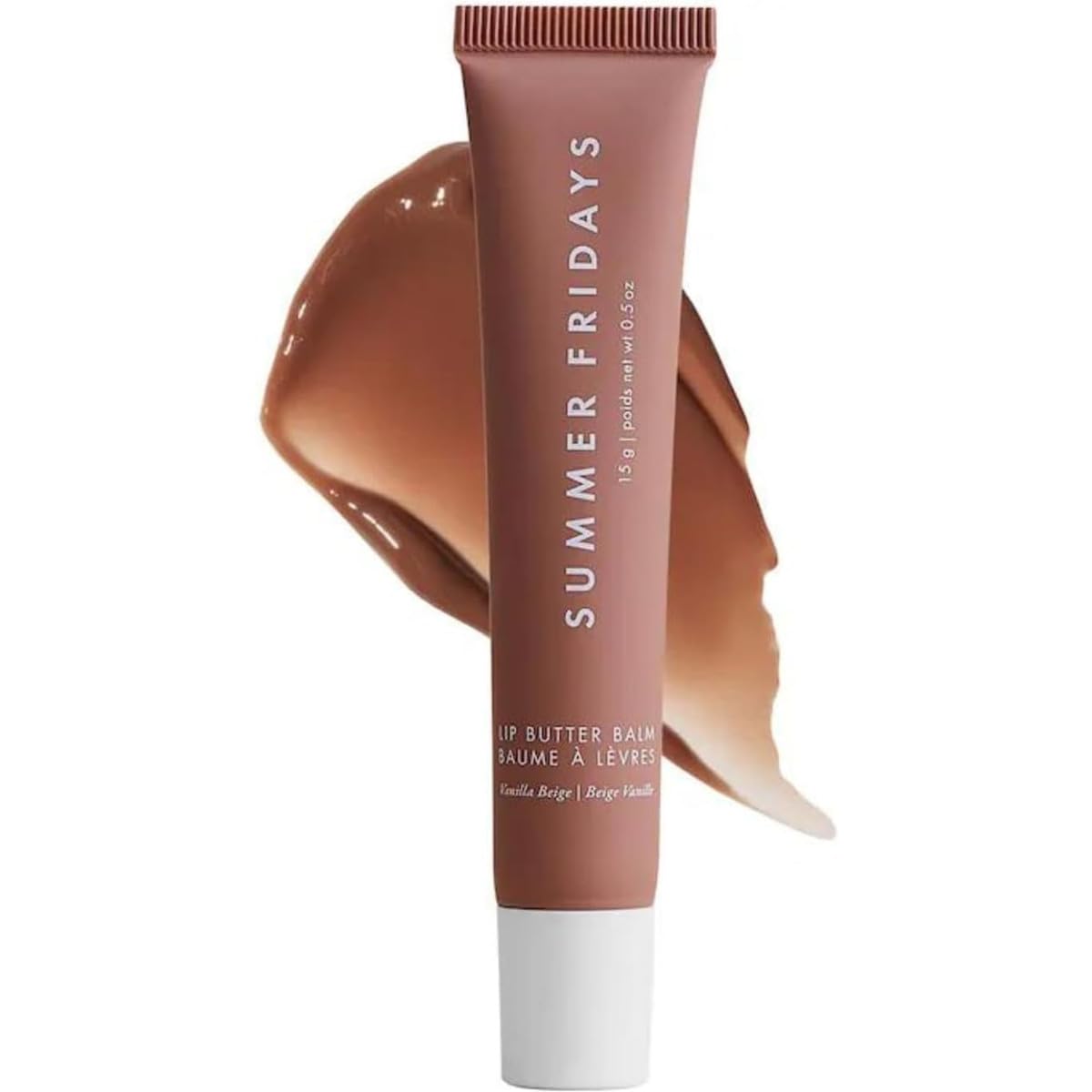 Lip Butter Balm - Conditioning Lip Mask and Lip Balm for Instant Moisture, Shine and Hydration - Sheer Tinted(.5 Oz) (Vanilla Beige)