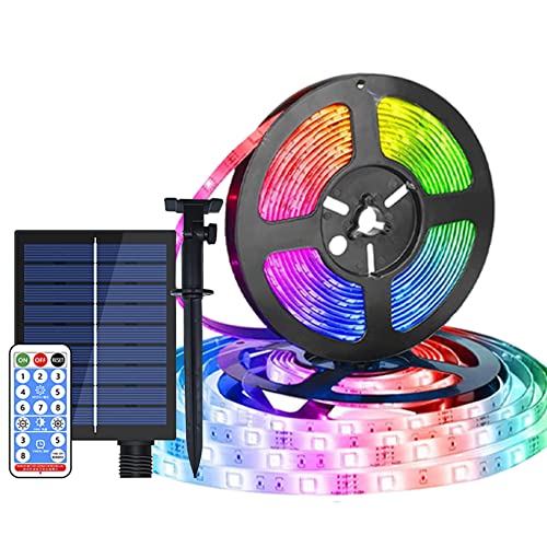 DINOWIN Solar LED Strip Lights 10M 240LED Waterproof Outdoor Flexible Rope Lights with Remote, 8 Modes & Timer for Garden, Stairs, Pool, Christmas Decor, Patio, Courtyard (Multicolor)