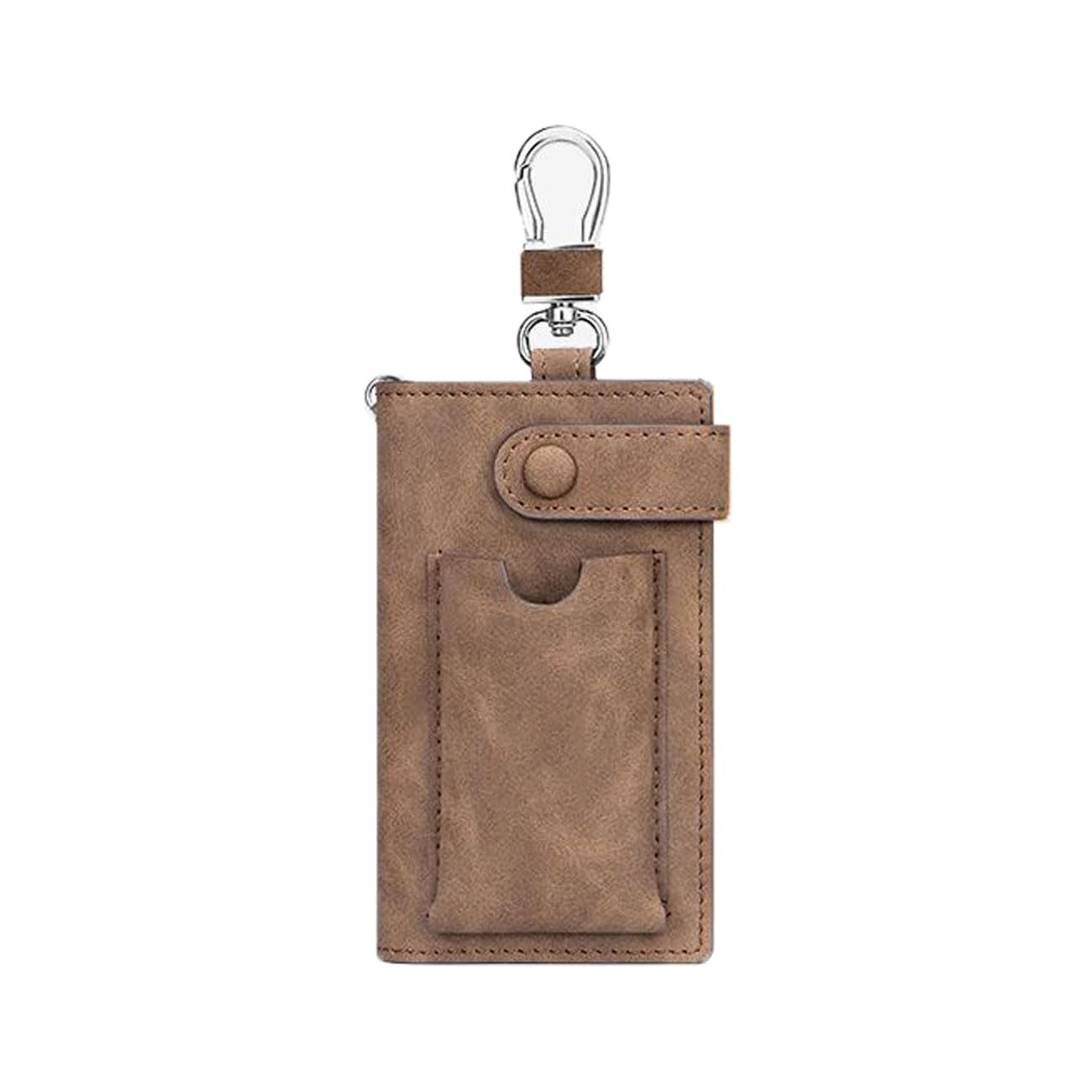 DLUNCPA Car Key Pouch for Skoda Elroq (2025+), PU Leather Key Fob Case Shells, Keys Cover Holder Zipper Protection Security Bag, Car Accessories,Coffee