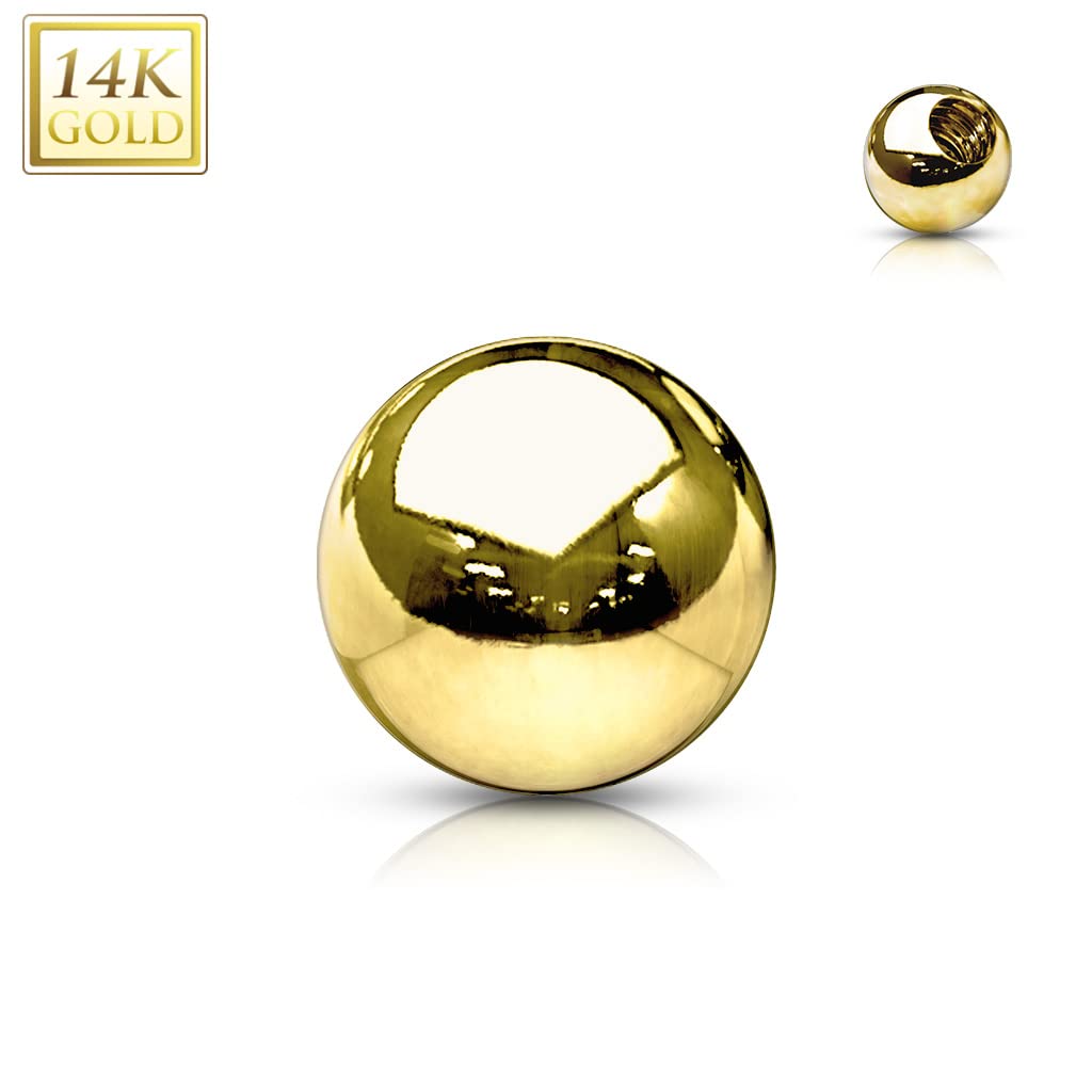 Paula & Fritz® Piercing Ersatz-Kugel 14 Karat Echtgold Innengewinde 1,2-mm 1,6-mm Stärke Kombinierbar Mehrfarbig Straight Barbell Labret Surface