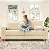 Kidirect 70in Corduroy Couch, Sofas for Living Room No Tool Assembly, Comfy Couches for Living Room 21in Deep Seats, Oversized Loveseat Sofa with 2 Pillows, 3 Seater Couch for Bedroom, Camel Sofa
