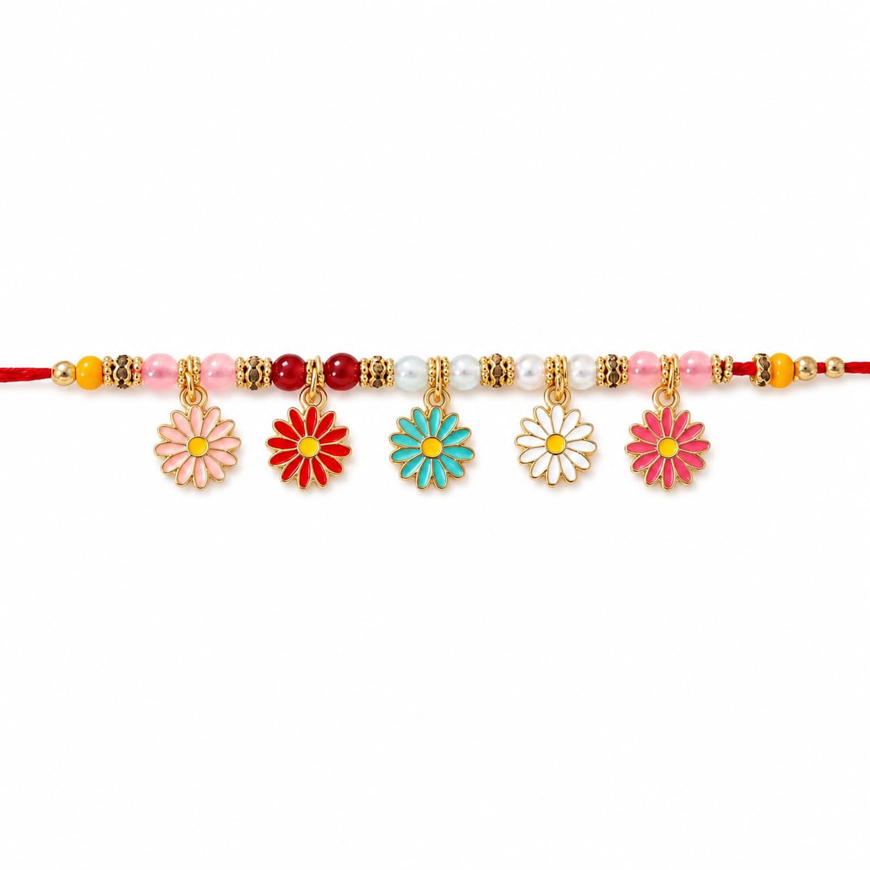 Royal Floral Design Rakhi - Raksha Sutra Dhaga for Bhabhi | Handmade Rakhi Designer Bracelet with Roli Chawal & Greeting Card-image-34
