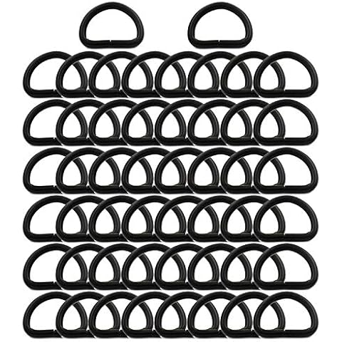 BIKICOCO Metal D-Rings Buckle, 3/4 Inch Non-Welded for Webbing Sewing DIY - Black - Pack of 50 Cover