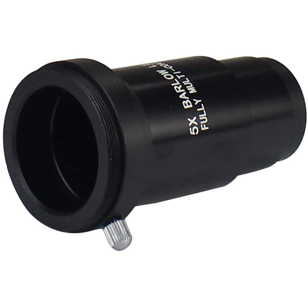 POFET Adaptador de lente Barlow de metal totalmente ennegrecido de 1,25 pulgadas y cámara T para telescopios oculares – Acepta filtros de 1,25 pulgadas, recubierto (5 lentes Barlow)