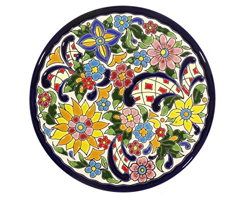 Platos Decorativos para Pared, Pintados a Mano con la técnica de la Cuerda Seca. Cerámica Andaluza. Grabado y Cerámica Española. 21 CM.52103