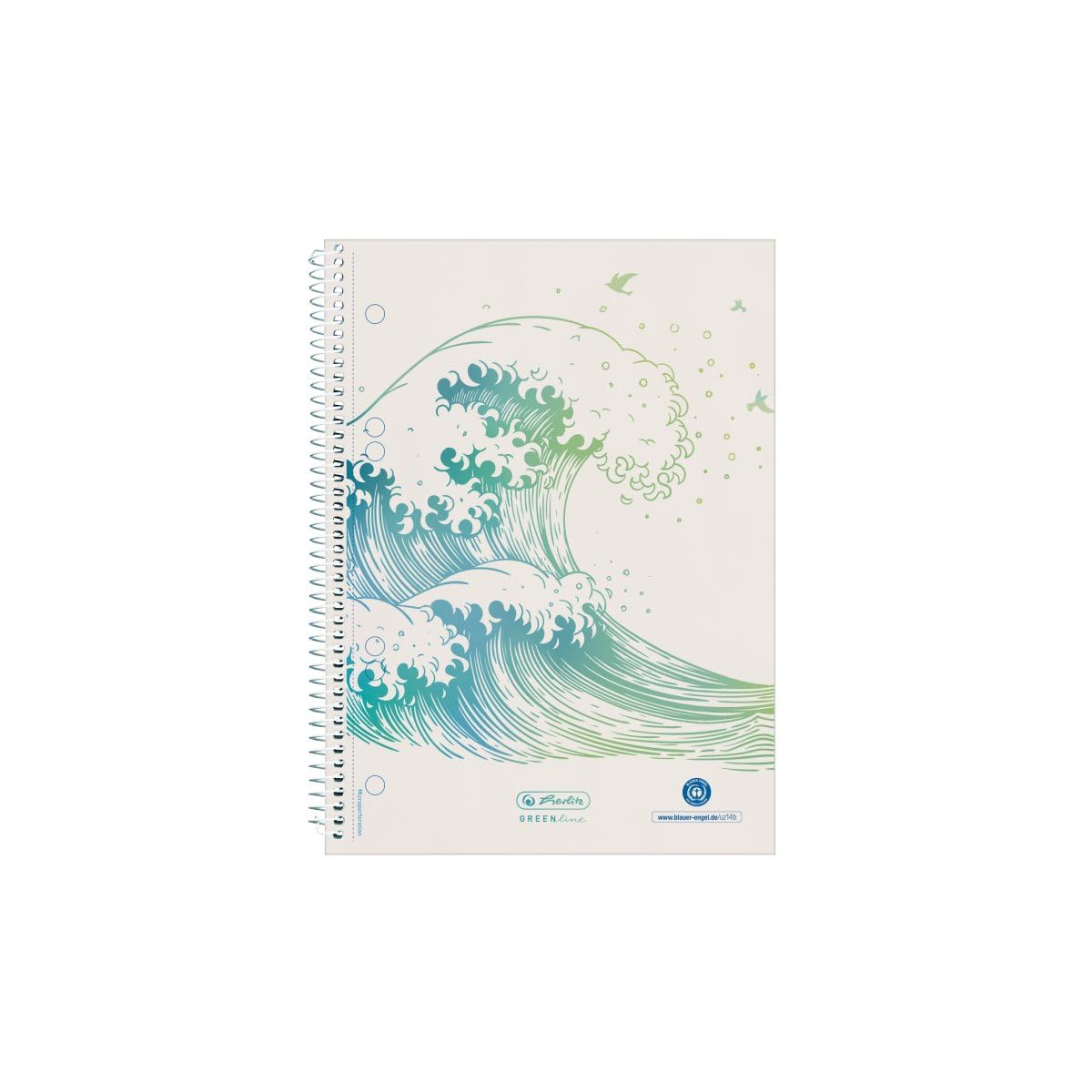 Herlitz Brulion on a spiral, A5, 70 checkered cards, GreenLine Waves
