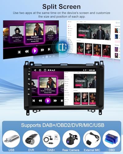 Autoradio Android Mercedes W169 W245 W639 avec Android Auto et caméra de recul