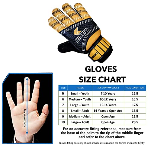 KINZIO Kids Goalkeeper Gloves Football Gloves For Boys kid’s children adult Soccer Goalie Sports Practice Gloves Protection Super Grip Palm (Gold/Black - Image 3