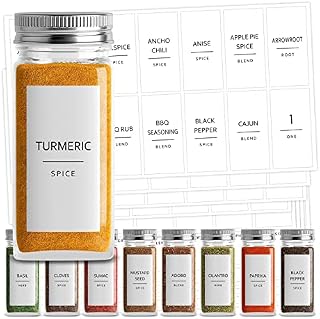 Talented Kitchen 140 Spice Jar Labels Preprinted Minimalist Black Text on White Label, Spice Labels Sticker Seasoning, Herb and Spice Rack Organization