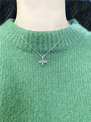 Dtja Vintage Bee Necklace for Women Girls Men 925 Sterling Silver Oxidized Charm Bumblebee Honeybee Pendant Choker Necklaces Adjustable Box Chain 18 inches Fashion Punk Retro Jewelry4