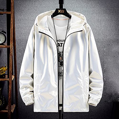 Men's Reflective Trench Jacket Windbreaker Jackets with Hood Lightweight Loose Fit Long Rain Coats Outdoor Jackets2