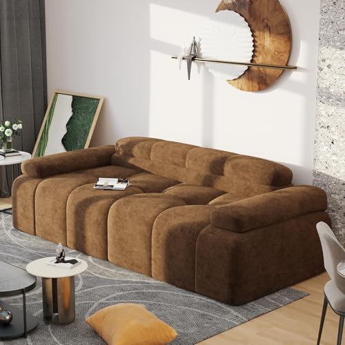 RATTENMO Fashionable Pure Sponge Sofa Velvet Living Room Comfortable Compression Couch, Apartment, Studio, Office, Dormitory, Reward Room Super Large 2-Seater Integrated Vacuum Couches - Brown