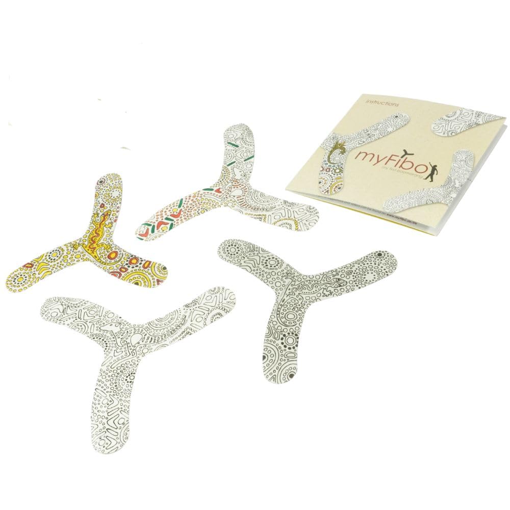 Boomerang Set – 4-Piece Indoor Boomerangs for Kids – Easy to Throw, Colour Your Own – Sturdy Cardboard – Safe Indoor Toy with Educational Guide – Ages 5+