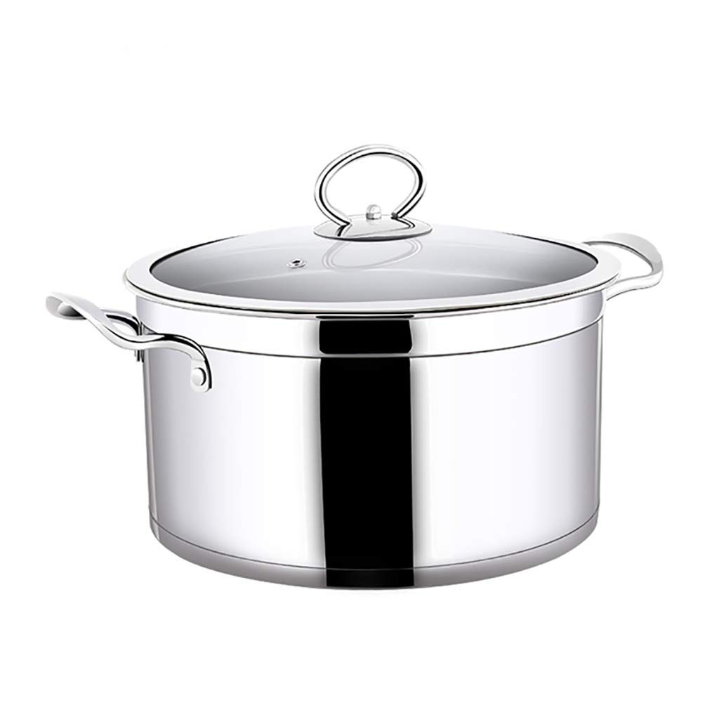 MYUYEE Stainless Steel Stockpot,Large Stock Pot Stockpot,304 Stainless Steel Soup Pot,Double Bottom Right Angle Soup Pot,Multipurpose,Suitable For All Stove Tops (Onecolor-24Cm*19Cm)