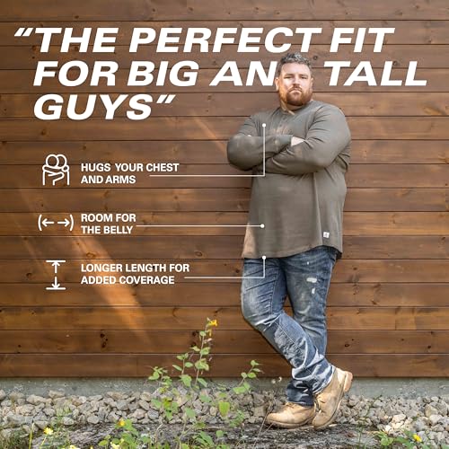 STRONGSIZE Men's Big and Tall Thermal Waffle Henley Long Sleeve – Longer Length 3 Button Henley Shirt4