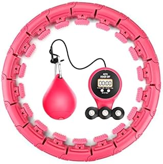 Smart Weighted Fitness Hoop for Adults Weight Loss, 24 Detachable Knots with Intelligent Counter, 2 in 1 Abdomen Fitness Massage for Kids Adults and Beginners