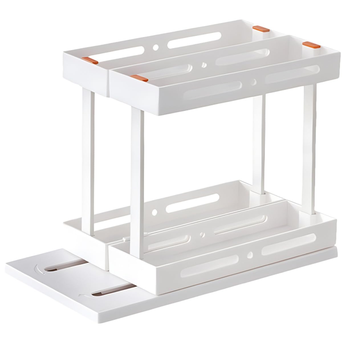 Organizer Estraibile da Cucina Salvaspazio in Abs e Acciaio al Carbonio Bianco Design a Estrazione per Scaffali e Dispense