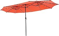 Vista 11 de Tangkula Sombrilla solar de patio de 15 pies, sombrilla de doble cara extra grande para mesa de mercado al aire libre con 48 luces LED, mango