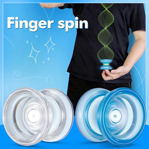 WATIEOBOO Yoyo P02 Crystal Yo Yo 2-Piece Set - Responsive & Unresponsive Dual Mode Yoyo, Finger Spin yoyo, Trick yo yo for Beginners & Adult Professional Players, Best YoYo Gift by WATIEOBOO - Image 2