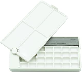 Portable 28-Well Watercolor Paint Palette, Small Plastic Paint Tray for Artists, 360 Degree 3-in-1 Multifunctional Plastic Art Palette