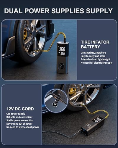 Tire Inflator Portable Air Compressor, CKWUE 180PSI Cordless