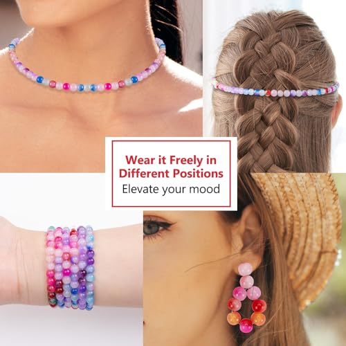 Image of XSEINO About 1200+ pcs 6mm Glass Beads Bracelet Making Kit, 24 Assorted Red Bi-Color Fusion Series Crystal Beads for Jewelry Making, DIY Crafts, Friendship Bracelets