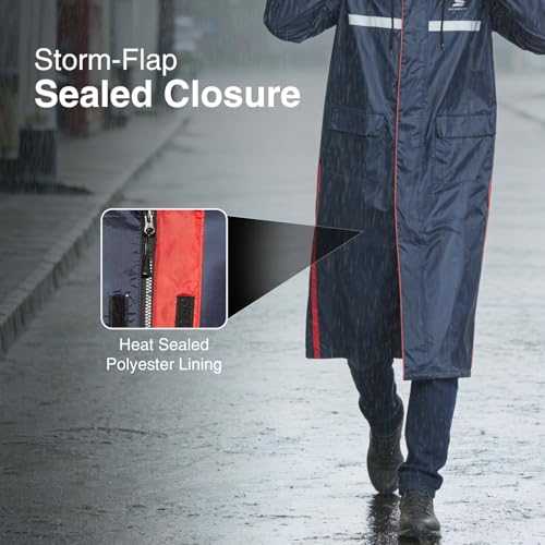 Image of Amazon Brand - Symactive Polyester Water Resistant Long Rain Coat