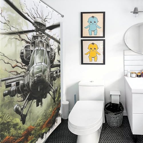 Hélicoptère rideau de douche imperméable en polyester 152x183cm avec 12 anneaux