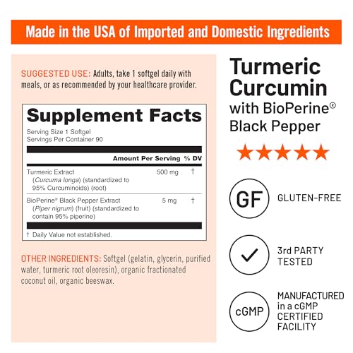 NatureWise Turmeric Curcumin 500mg with Black Pepper Softgels - Extra Strength, Enhanced Absorption - 95% Curcuminoids & BioPerine for Immune Support - Gluten-Free, Non-GMO - 90 Count[3-Month Supply] - image 4