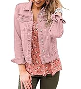 LookbookStore Women's Basic Long Sleeves Button Down Fitted Denim Jean Jackets