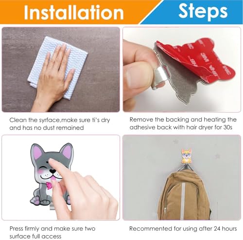 MORCART 4 Stück haken für kinderhandtuch Handtuchhaken Edelstahl Wandhaken für Küche Badezimmer Wohnzimmer zum Aufhängen an Handtuchhaltern (Hund)