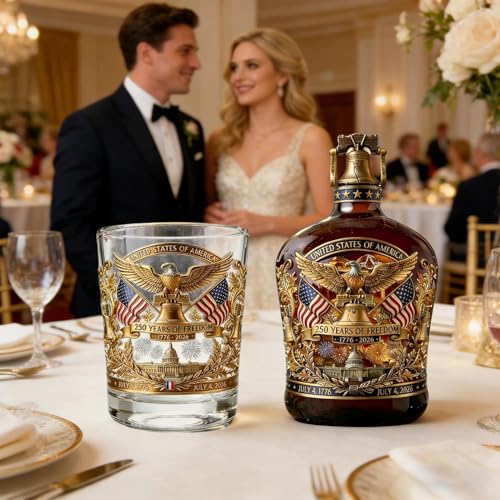 Set de botella de whiskey premium con grabado de águila para exhibición 3
