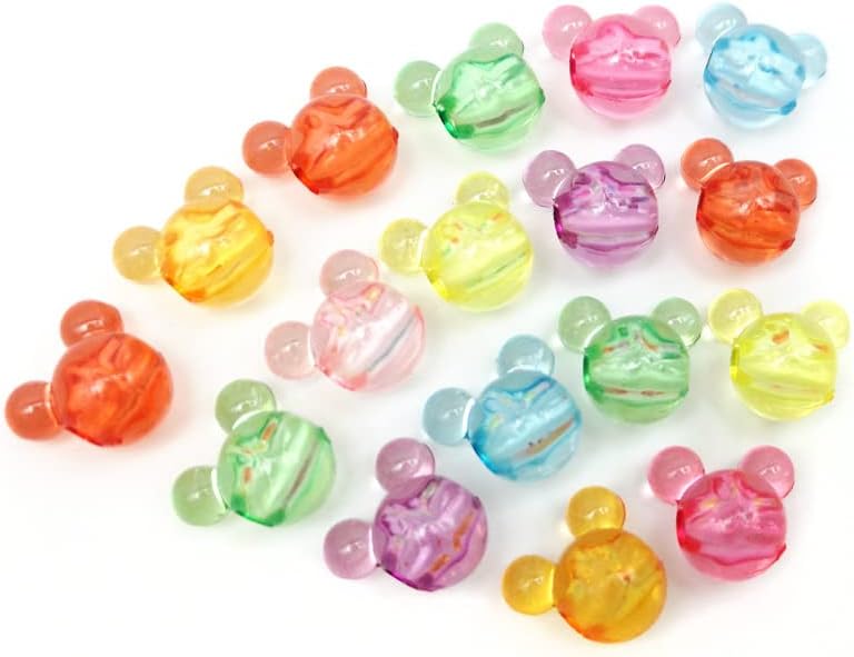 Vista 5 de Cuentas acrílicas, 220 cuentas de cabeza de ratón transparentes, cuentas espaciadoras de dibujos animados pastel de 0.472 pulgadas (0.472 in)