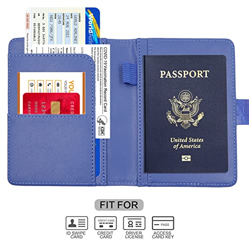 Image of Melsbrinna Premium Leather Passport Holder Covers Case, Waterproof Rfid Blocking Travel Wallet Passport Holder with Pen Holder, Cute Passport Book for Women /Men