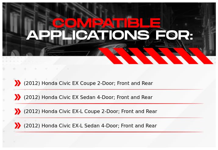 Image of R1 Concepts Front and Rear Brake Kit Fits 2012 Honda Civic Coupe EX, EX-L; 2012 Honda Civic EX, EX-L Sedan| Ceramic Pads, Blank Rotors| Hardware| 10.3 inch Front & 10.2 inch Rear