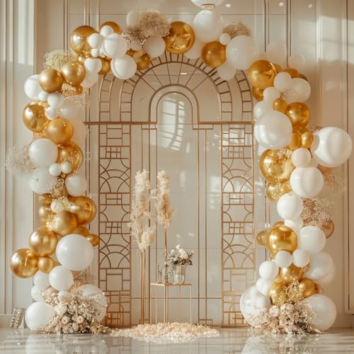 Image of RUBFAC 135pcs Gold Balloons Different Sizes 18 12 10 5 Inch for Garland Arch, Latex Metallic Balloon for Birthday Graduation Party Wedding Decorations