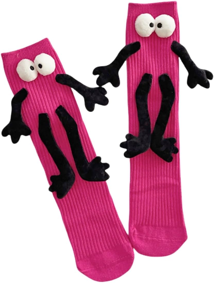 OurSuperDealsHolding Hands Socks for Kids Toddler Cute Crazy Silly Funny Novelty Magnetic Tube Cotton Socks Gifts 3-13 Years