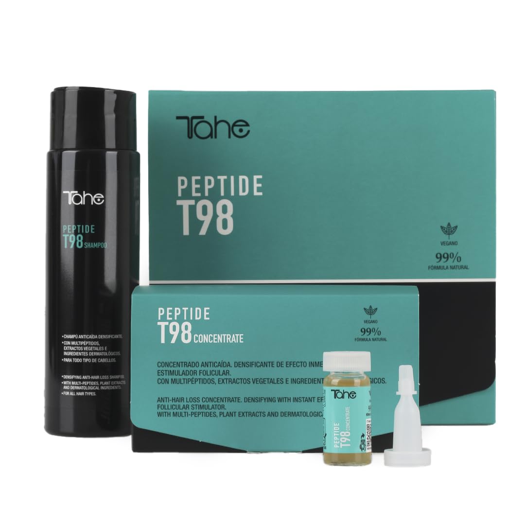 Tahe Peptide T98 Pack Program zapobiegający wypadaniu włosów: Leczenie koncentratem 6 x 10 ml + Szampon przeciw wypadaniu włosów 300 ml