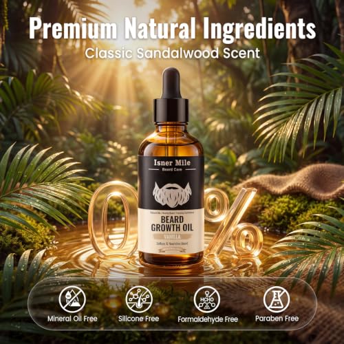 Image of ISNER MILE Beard Oil for Men Hydrating & Moisturizing, Vanilla, 3.5 fl Oz