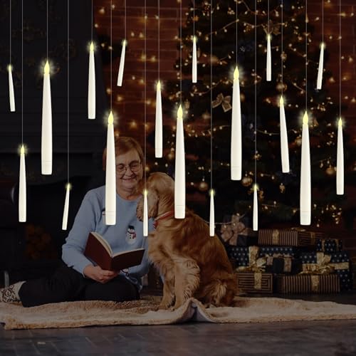 YushengTai Floating Candles 12 Stück 16 8 cm Flackernde Schwebende Kerzen mit Zauberstab Fernbedienung Kerzen & Zauberstab Fernbedienung für Halloween Dekoration